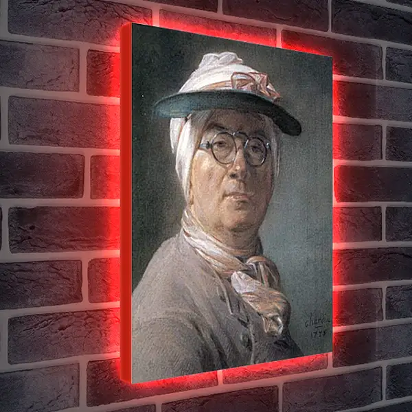 Лайтбокс световая панель - Self-Portrait Wearing Glasses. Жан Батист Симеон Шарден