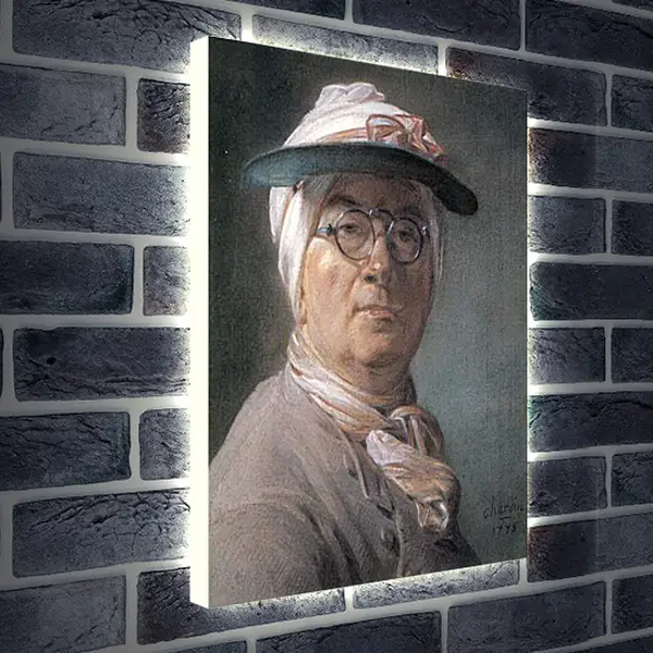 Лайтбокс световая панель - Self-Portrait Wearing Glasses. Жан Батист Симеон Шарден