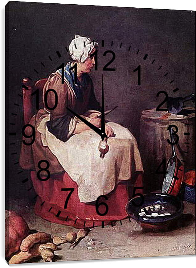 Часы картина - The turnip cleaner. Жан Батист Симеон Шарден
