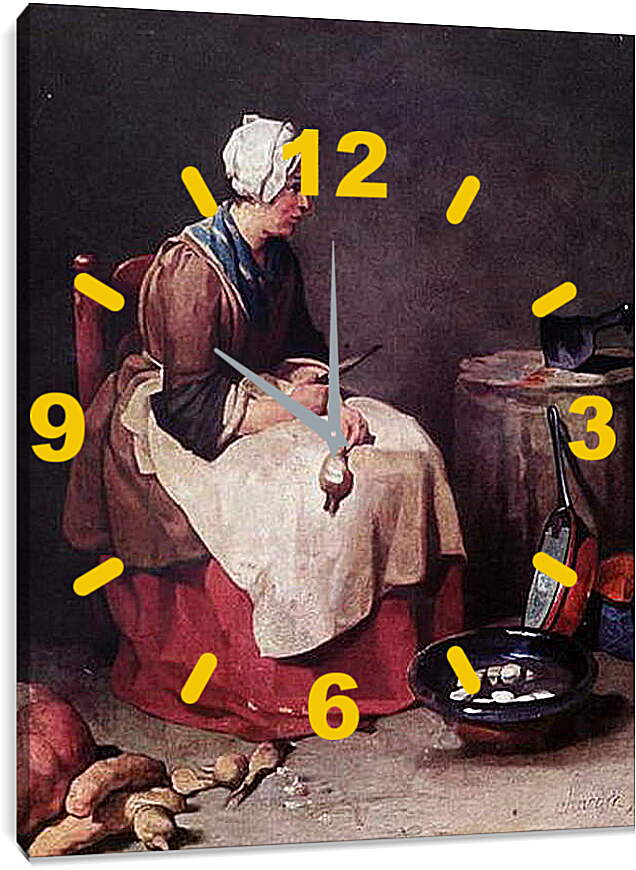Часы картина - The turnip cleaner. Жан Батист Симеон Шарден
