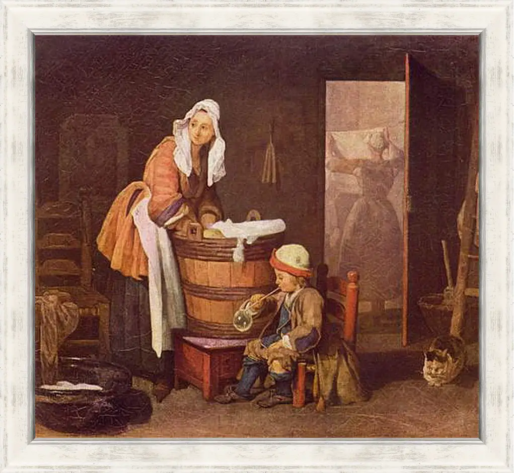 Картина в раме - La lavandera. Жан Батист Симеон Шарден