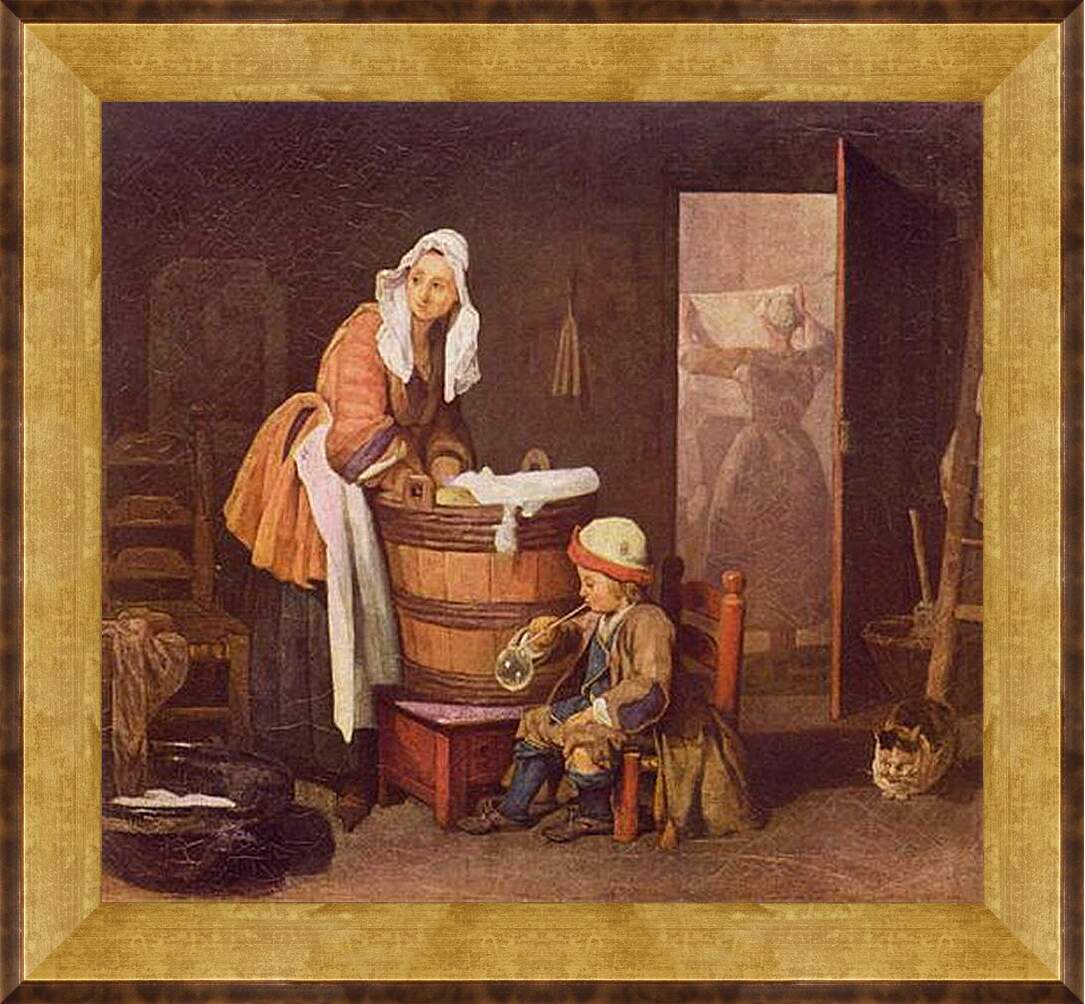 Картина в раме - La lavandera. Жан Батист Симеон Шарден
