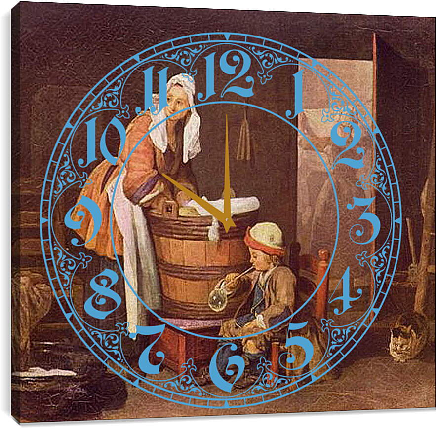 Часы картина - La lavandera. Жан Батист Симеон Шарден
