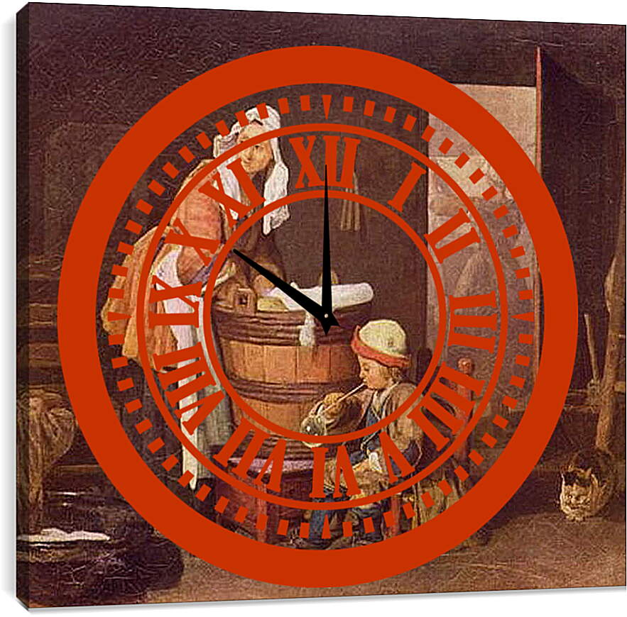 Часы картина - La lavandera. Жан Батист Симеон Шарден
