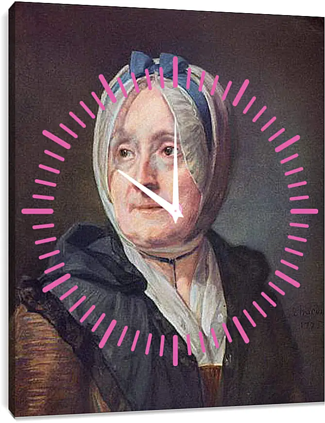 Часы картина - Portrat der Frau Chardin. Жан Батист Симеон Шарден