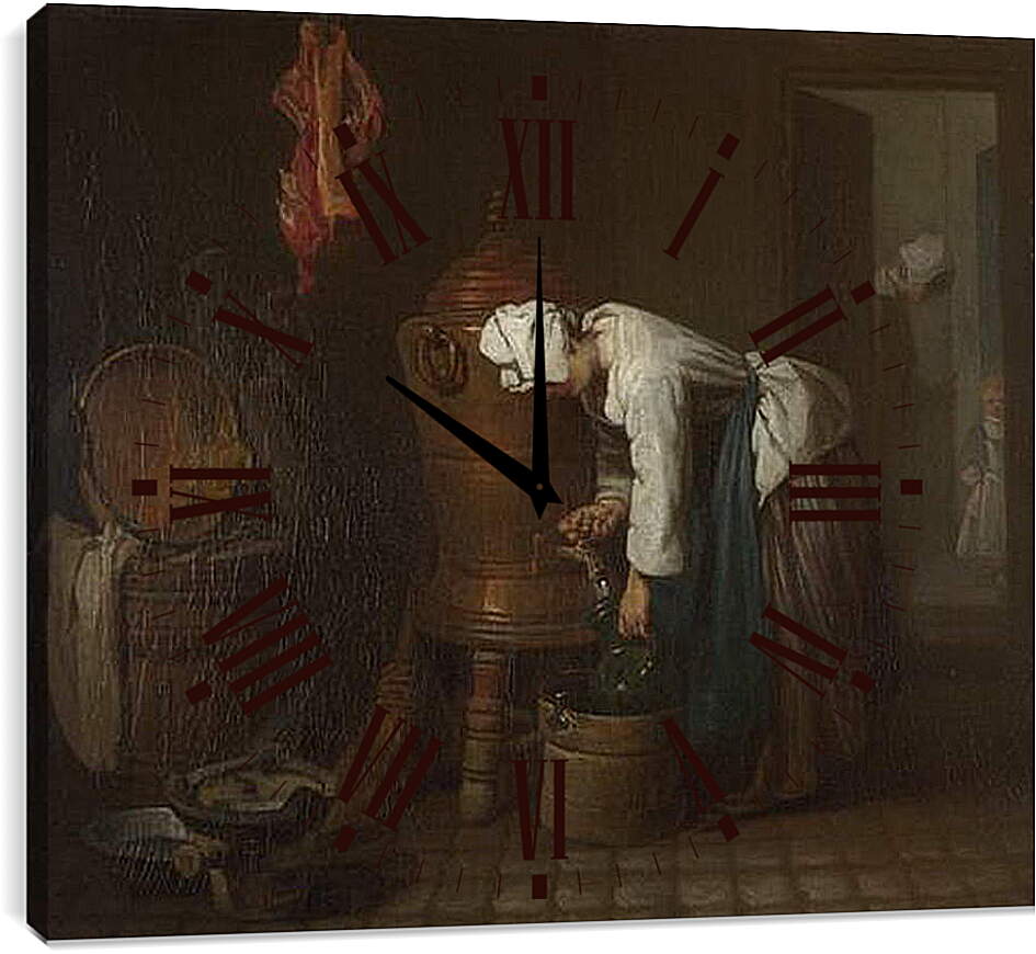 Часы картина - La Fontaine (The Water Cistern). Жан Батист Симеон Шарден