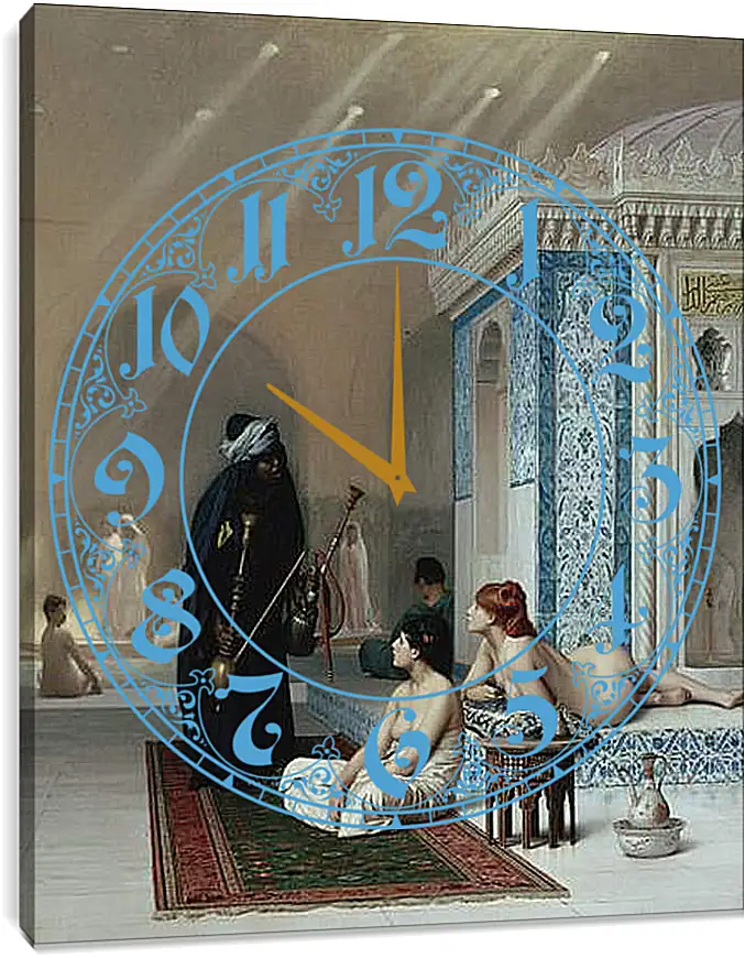 Часы картина - Pool in a Harem. Жан-Леон Жером