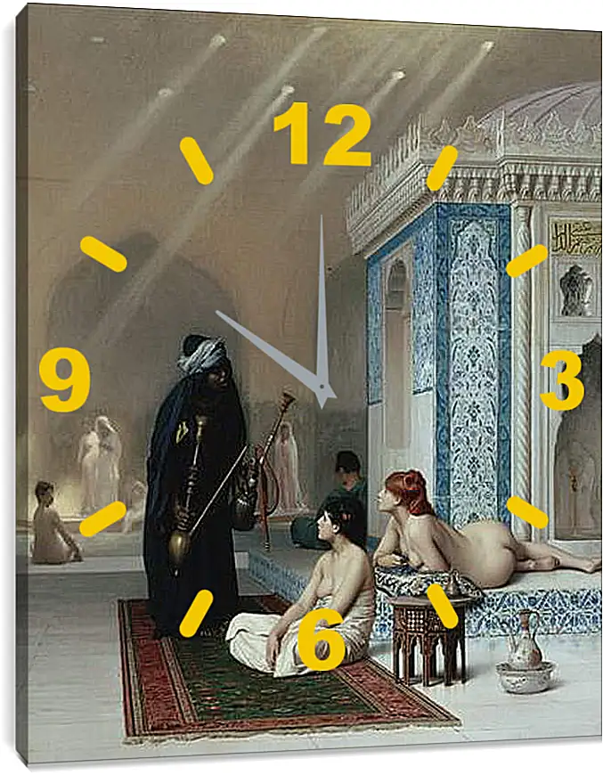 Часы картина - Pool in a Harem. Жан-Леон Жером