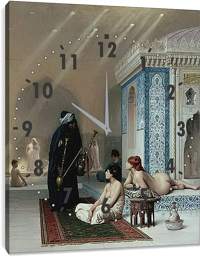 Часы картина - Pool in a Harem. Жан-Леон Жером