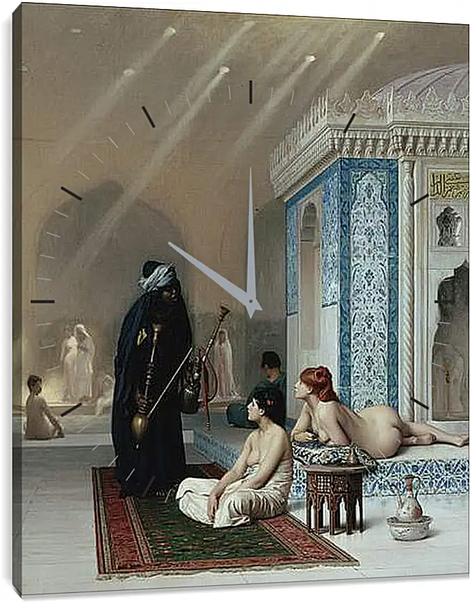 Часы картина - Pool in a Harem. Жан-Леон Жером