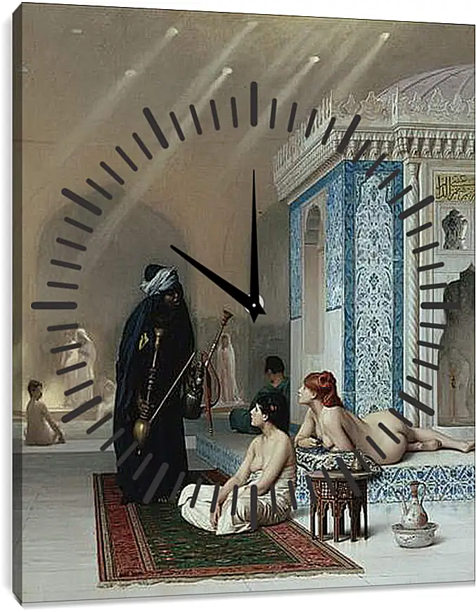 Часы картина - Pool in a Harem. Жан-Леон Жером