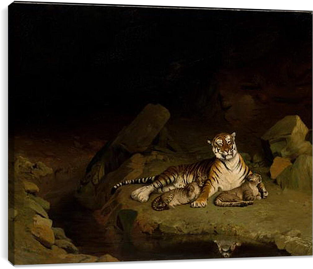 Постер и плакат - Tiger and Cubs - Тигр и детеныши. Жан-Леон Жером

