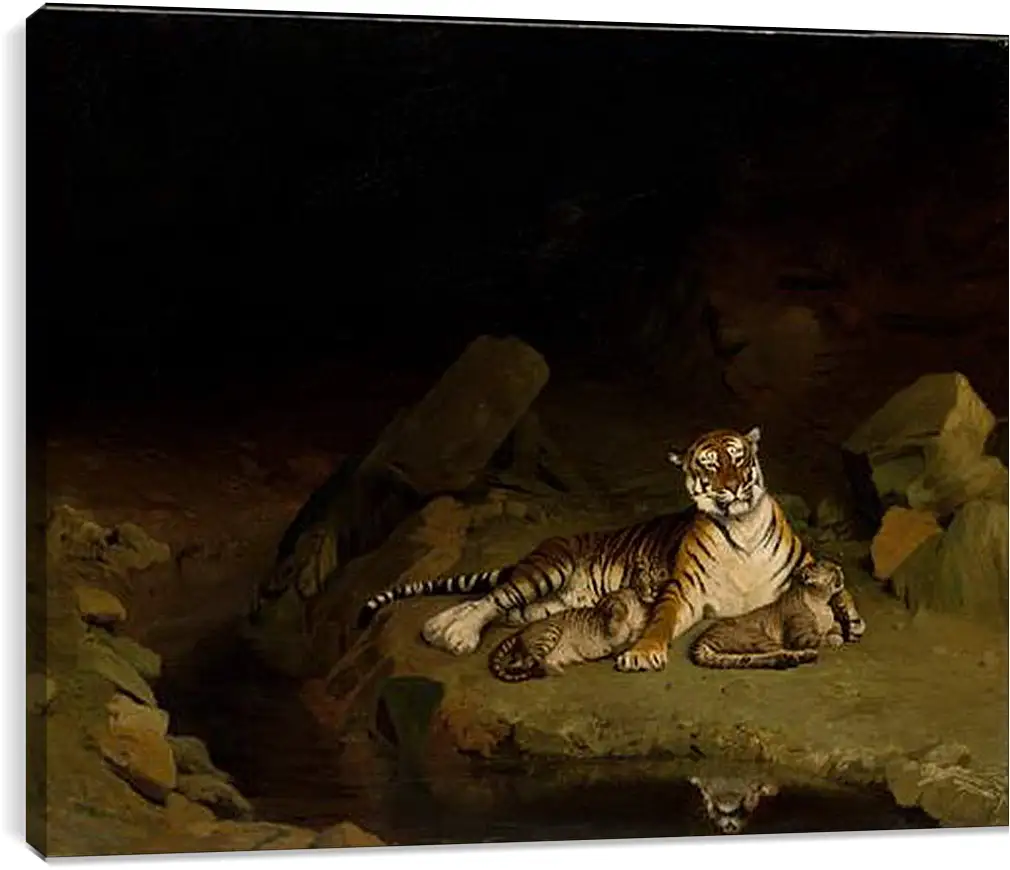 Постер и плакат - Tiger and Cubs - Тигр и детеныши. Жан-Леон Жером