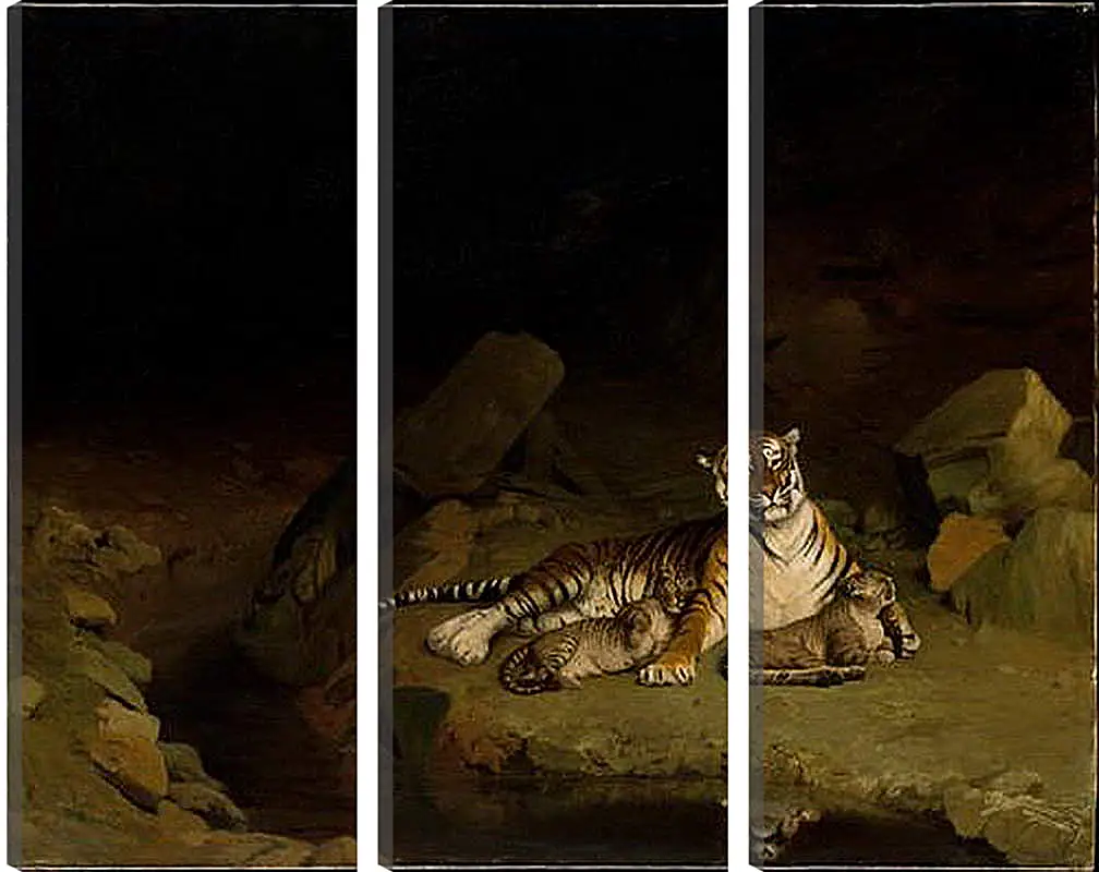 Модульная картина - Tiger and Cubs - Тигр и детеныши. Жан-Леон Жером