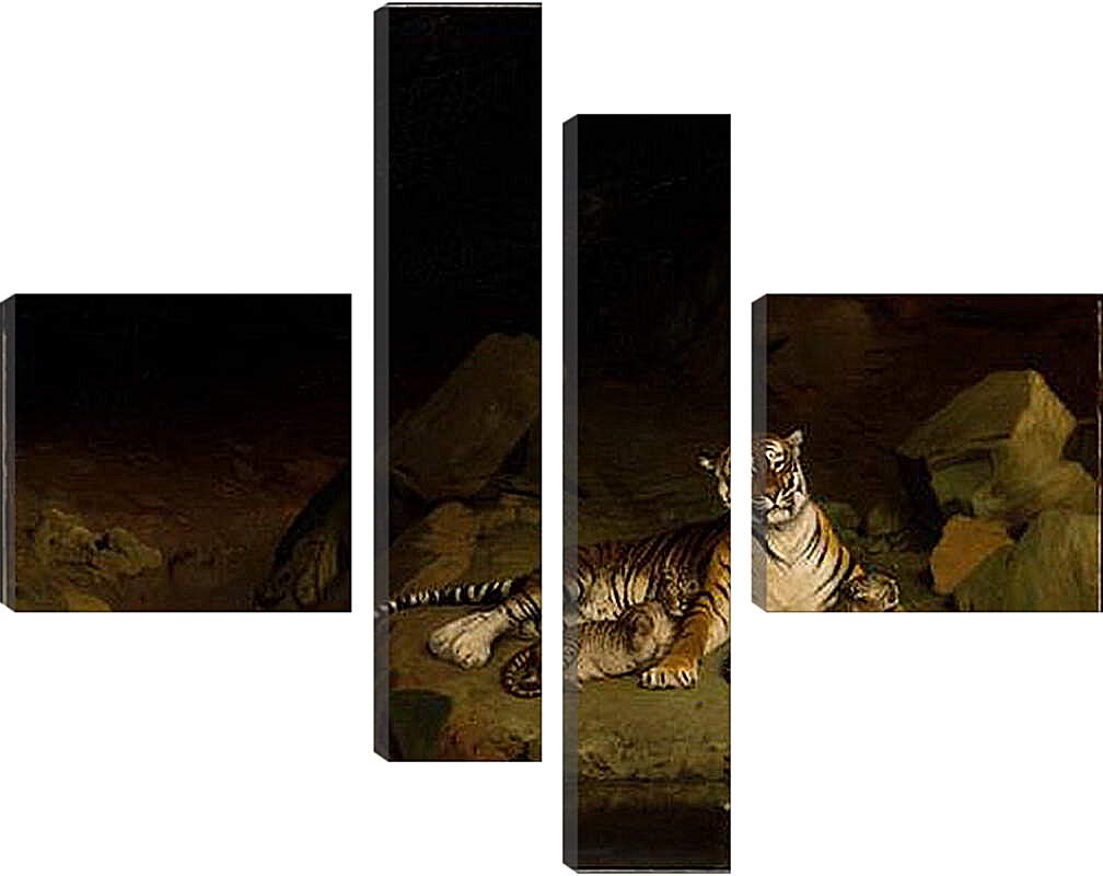 Модульная картина - Tiger and Cubs - Тигр и детеныши. Жан-Леон Жером
