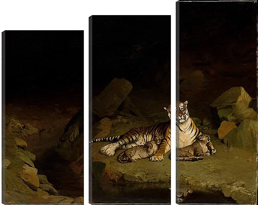 Модульная картина - Tiger and Cubs - Тигр и детеныши. Жан-Леон Жером