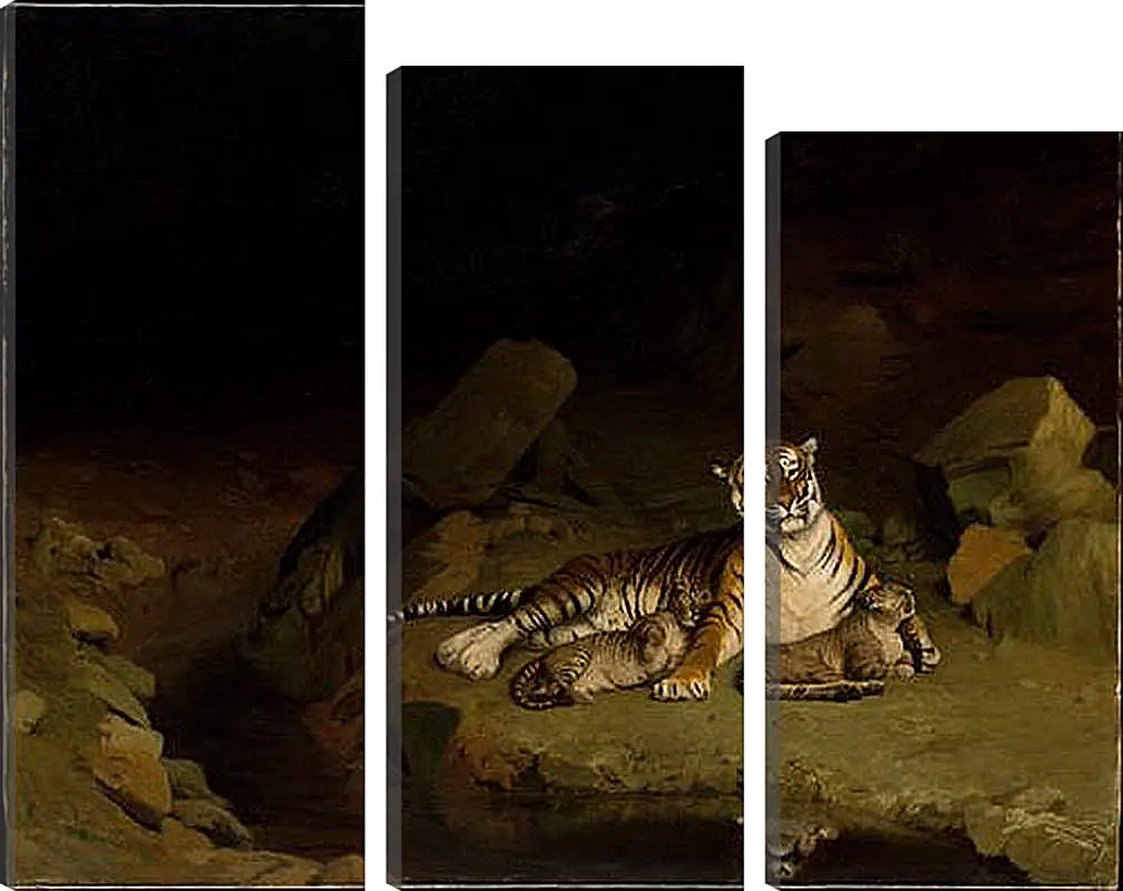 Модульная картина - Tiger and Cubs - Тигр и детеныши. Жан-Леон Жером