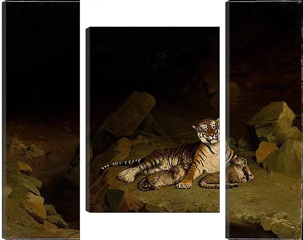 Модульная картина - Tiger and Cubs - Тигр и детеныши. Жан-Леон Жером