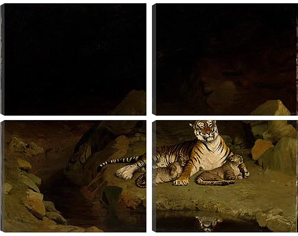 Модульная картина - Tiger and Cubs - Тигр и детеныши. Жан-Леон Жером