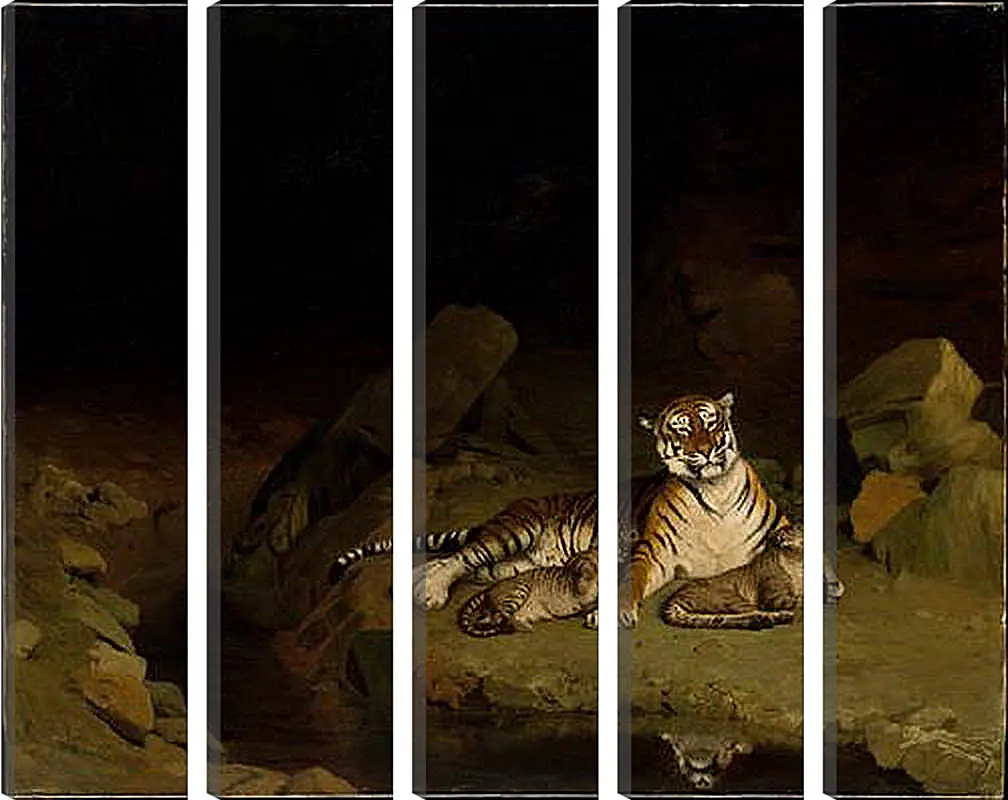 Модульная картина - Tiger and Cubs - Тигр и детеныши. Жан-Леон Жером