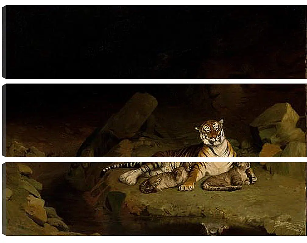 Модульная картина - Tiger and Cubs - Тигр и детеныши. Жан-Леон Жером