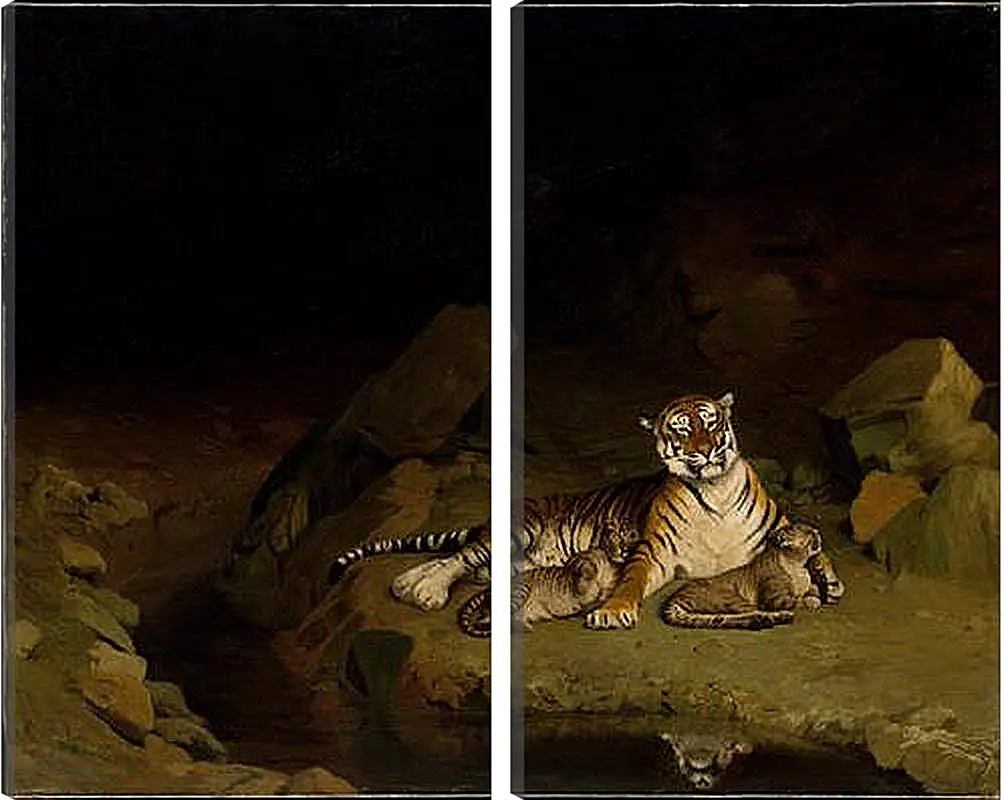 Модульная картина - Tiger and Cubs - Тигр и детеныши. Жан-Леон Жером
