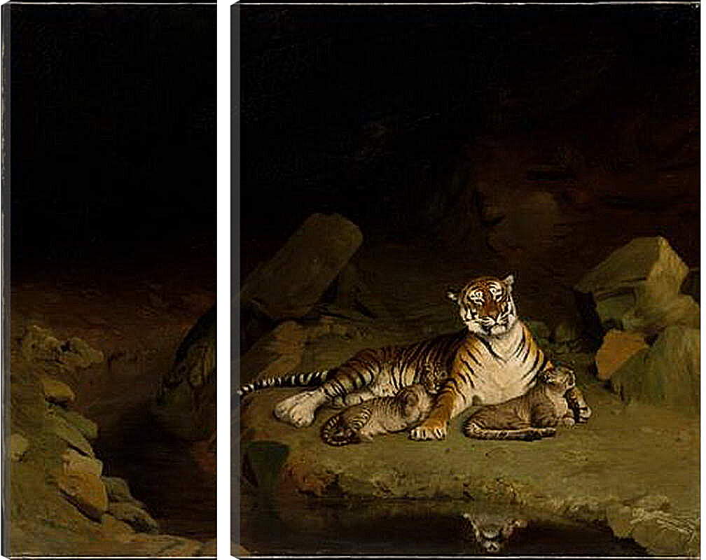 Модульная картина - Tiger and Cubs - Тигр и детеныши. Жан-Леон Жером
