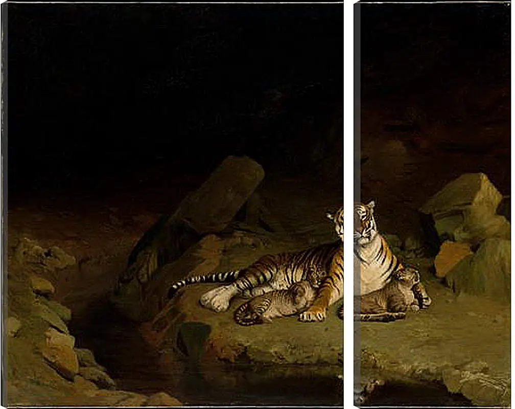 Модульная картина - Tiger and Cubs - Тигр и детеныши. Жан-Леон Жером