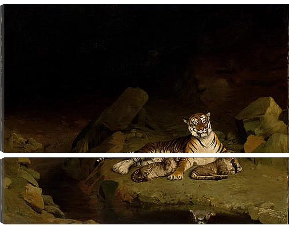 Модульная картина - Tiger and Cubs - Тигр и детеныши. Жан-Леон Жером