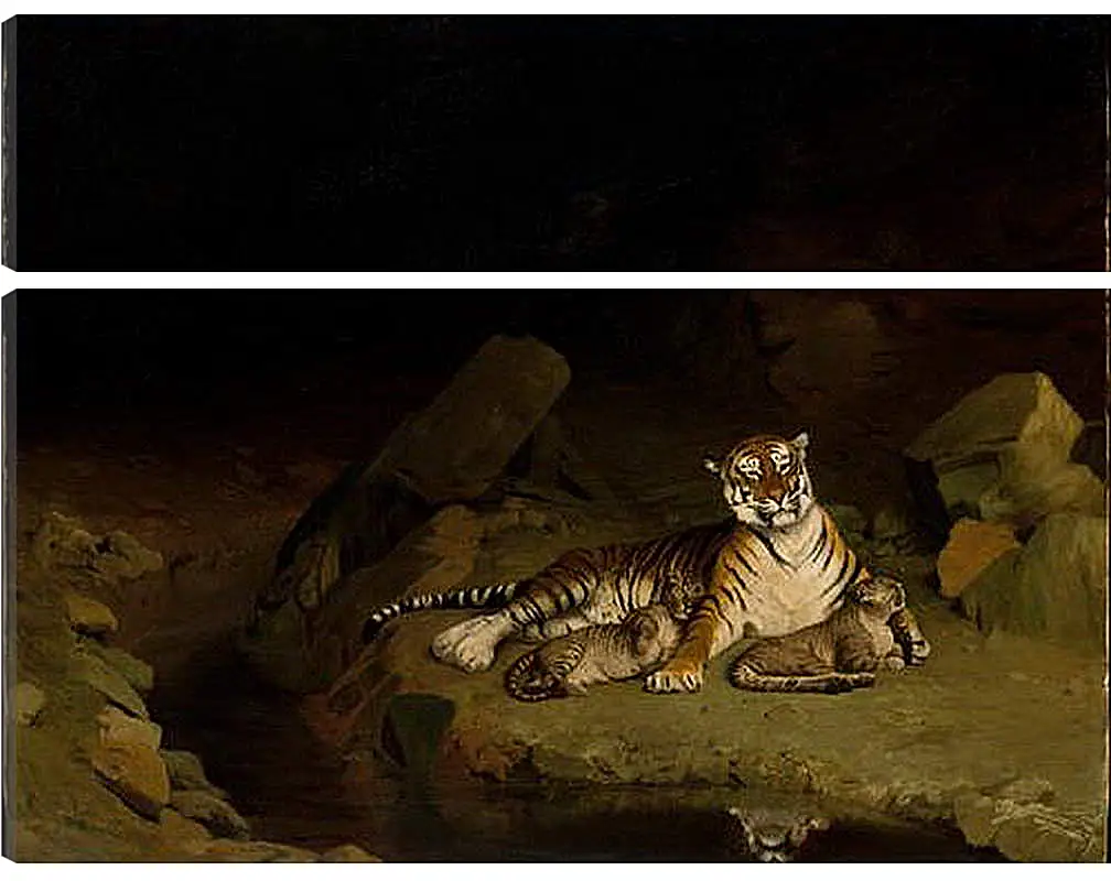 Модульная картина - Tiger and Cubs - Тигр и детеныши. Жан-Леон Жером
