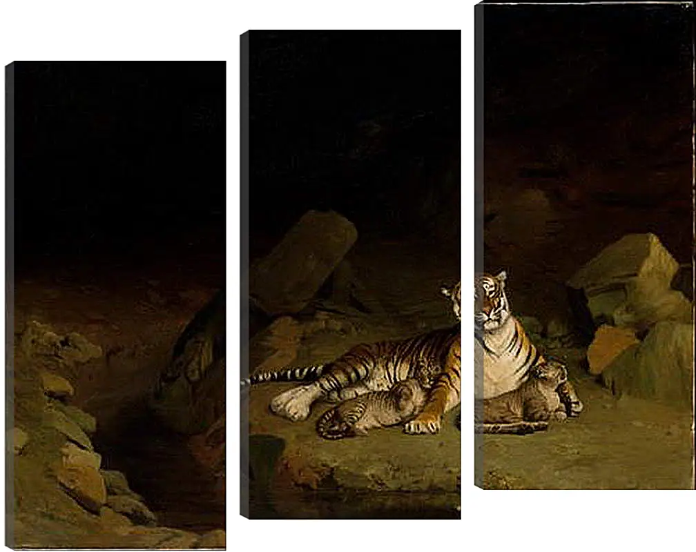 Модульная картина - Tiger and Cubs - Тигр и детеныши. Жан-Леон Жером