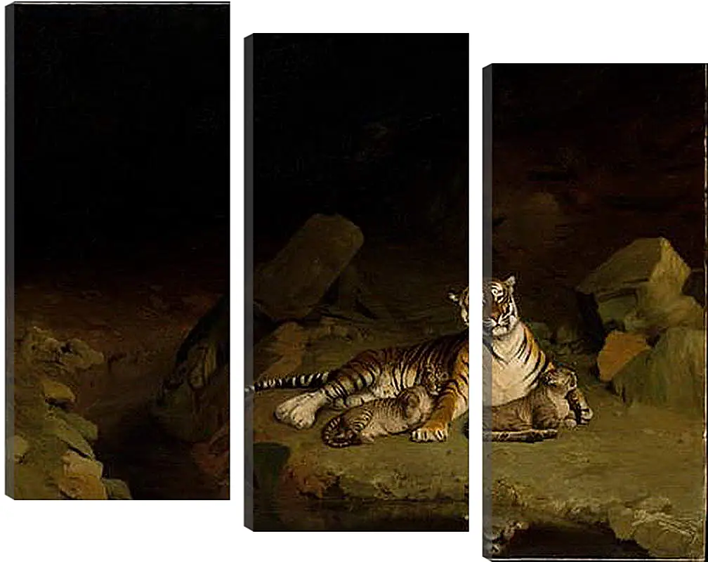 Модульная картина - Tiger and Cubs - Тигр и детеныши. Жан-Леон Жером