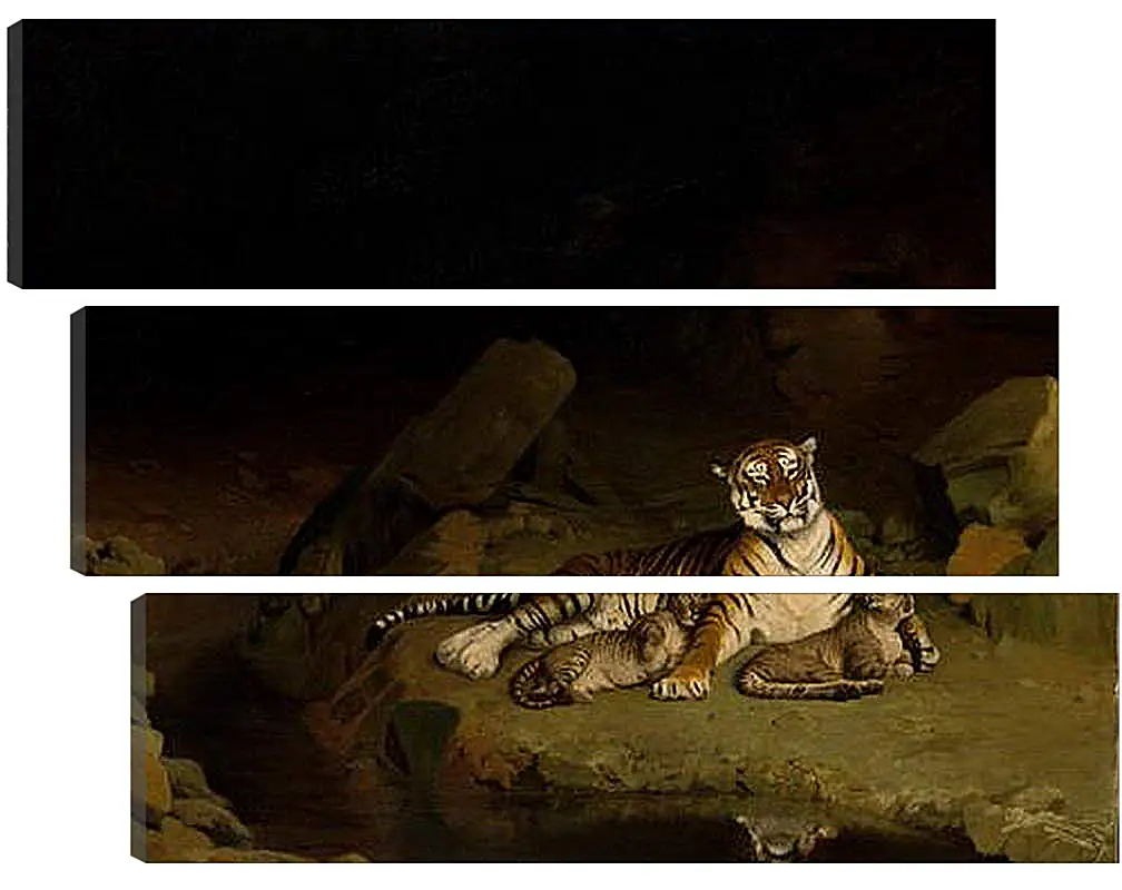 Модульная картина - Tiger and Cubs - Тигр и детеныши. Жан-Леон Жером