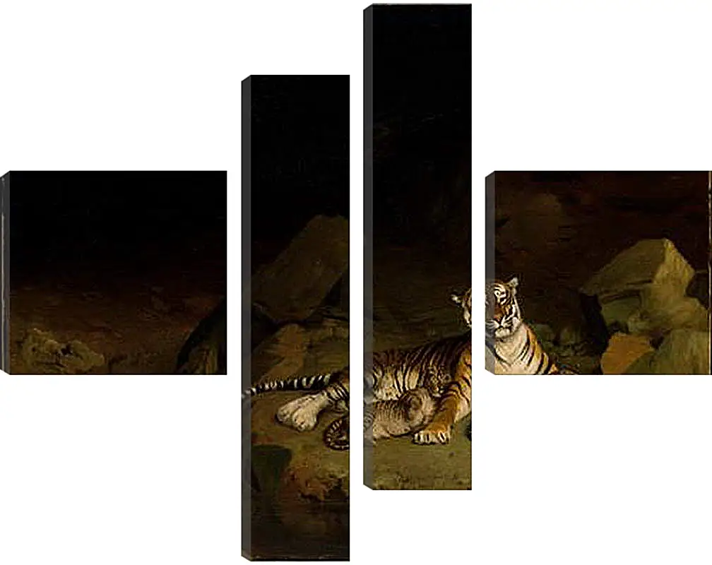 Модульная картина - Tiger and Cubs - Тигр и детеныши. Жан-Леон Жером