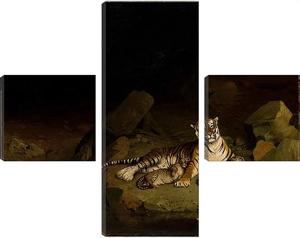 Модульная картина - Tiger and Cubs - Тигр и детеныши. Жан-Леон Жером