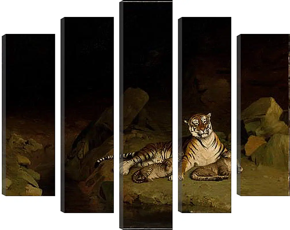 Модульная картина - Tiger and Cubs - Тигр и детеныши. Жан-Леон Жером