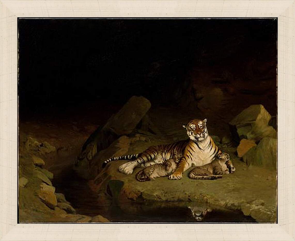 Картина в раме - Tiger and Cubs - Тигр и детеныши. Жан-Леон Жером
