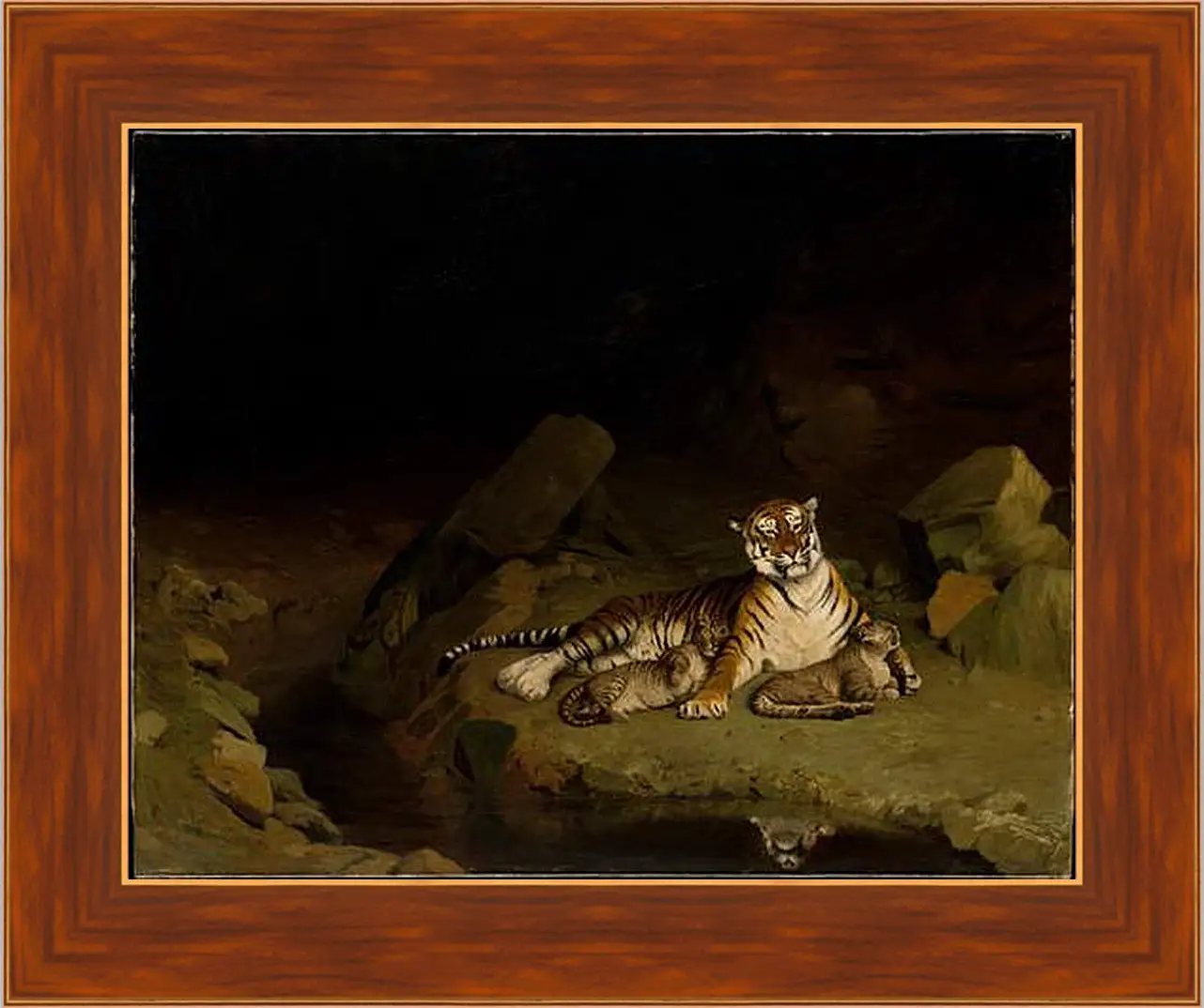 Картина в раме - Tiger and Cubs - Тигр и детеныши. Жан-Леон Жером