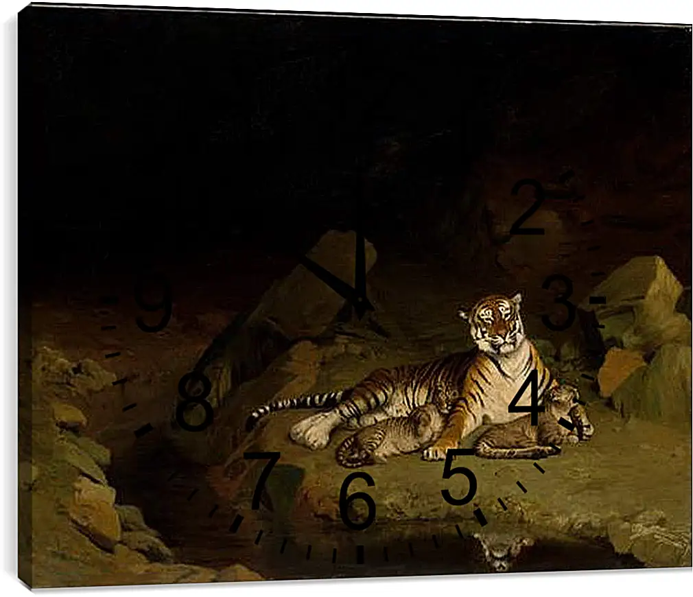Часы картина - Tiger and Cubs - Тигр и детеныши. Жан-Леон Жером
