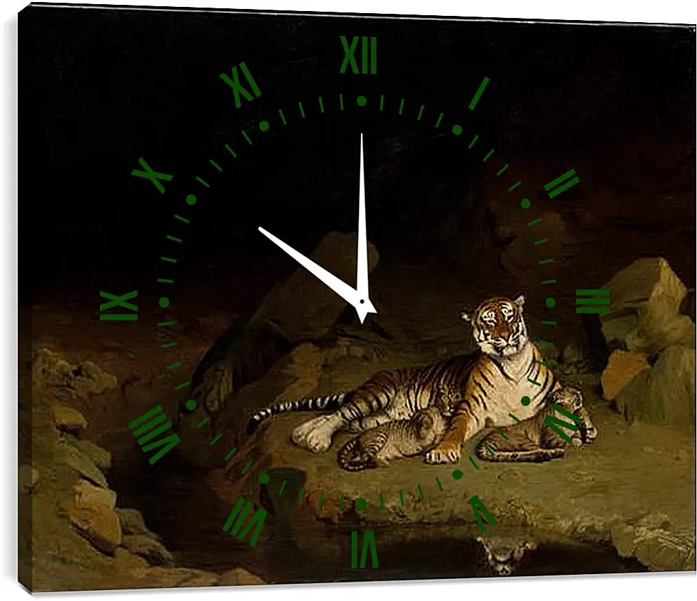 Часы картина - Tiger and Cubs - Тигр и детеныши. Жан-Леон Жером