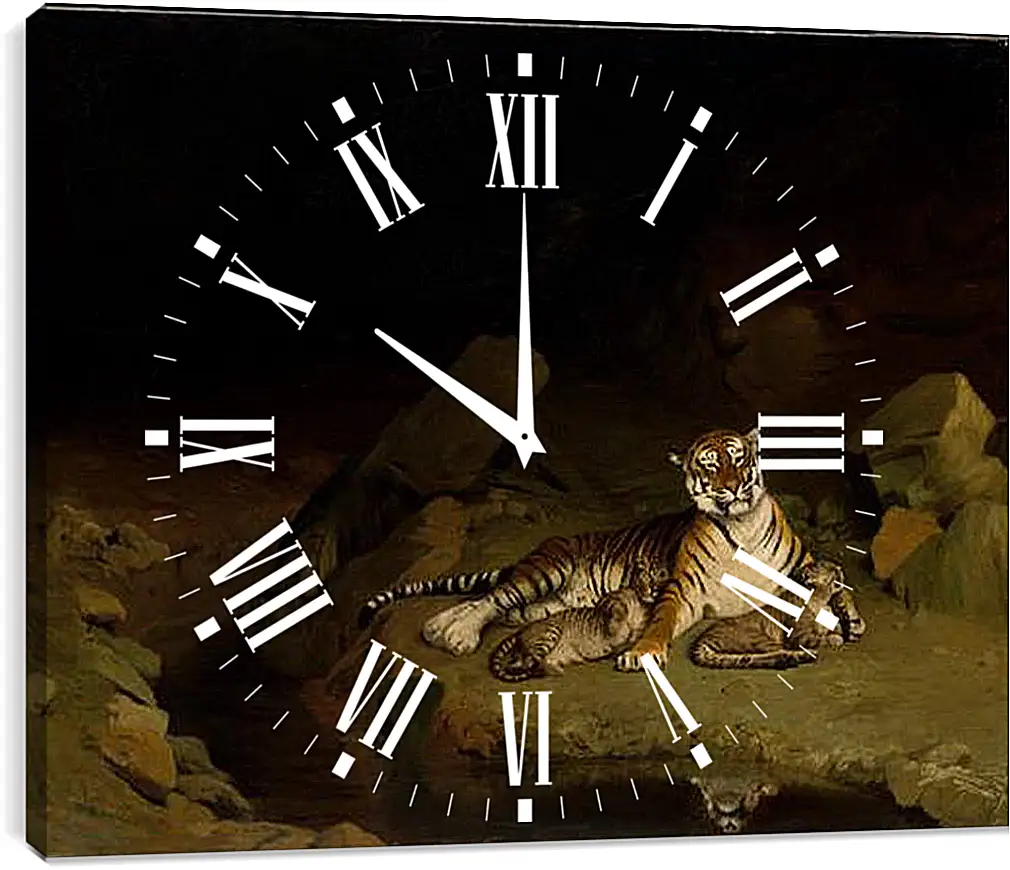 Часы картина - Tiger and Cubs - Тигр и детеныши. Жан-Леон Жером