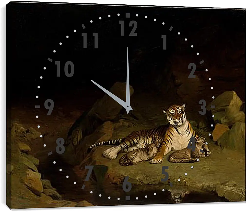 Часы картина - Tiger and Cubs - Тигр и детеныши. Жан-Леон Жером