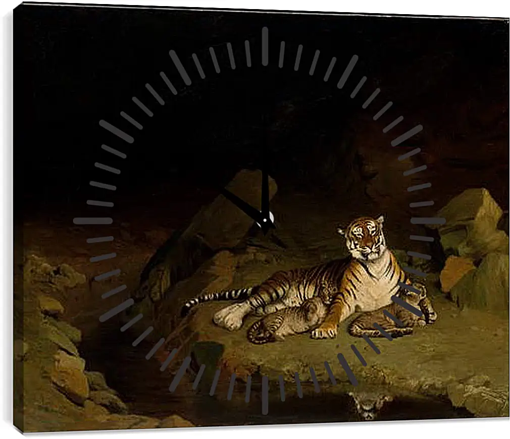 Часы картина - Tiger and Cubs - Тигр и детеныши. Жан-Леон Жером