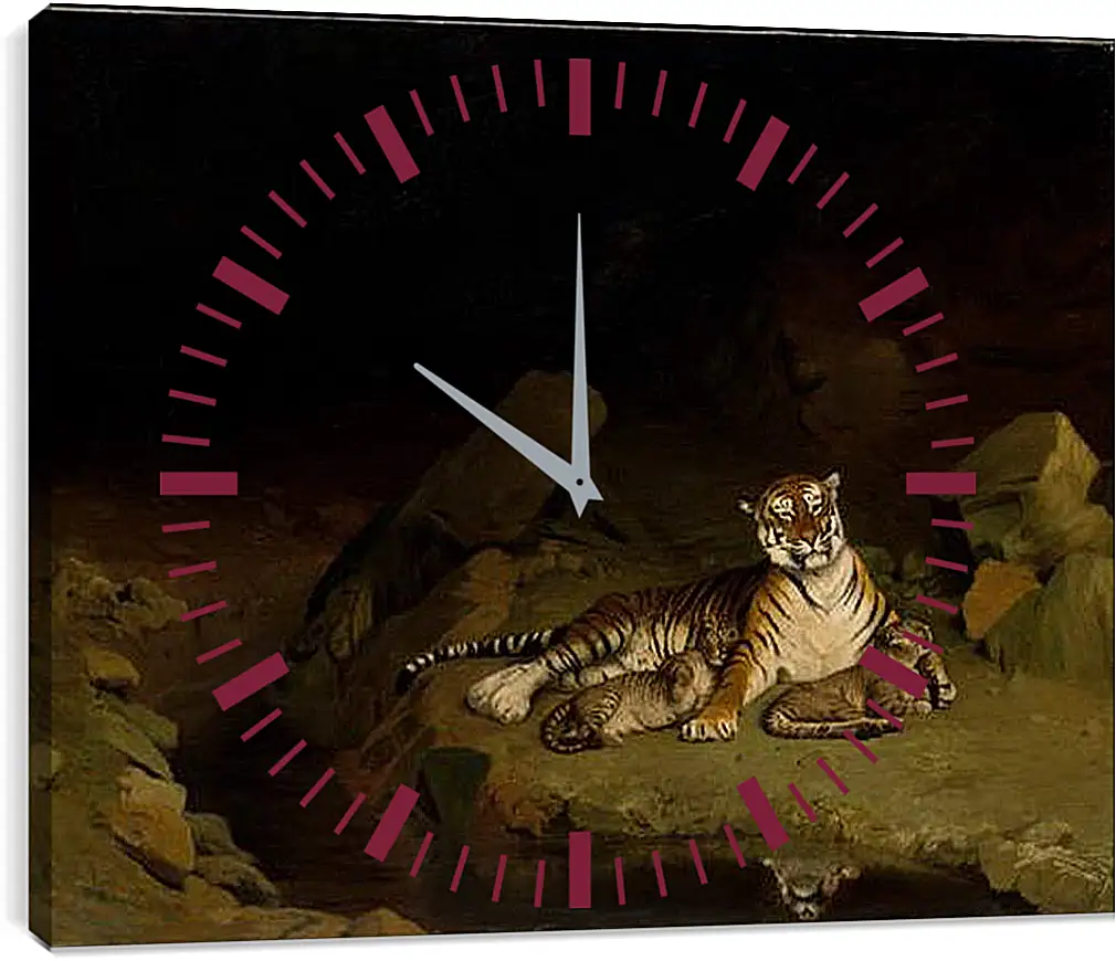 Часы картина - Tiger and Cubs - Тигр и детеныши. Жан-Леон Жером