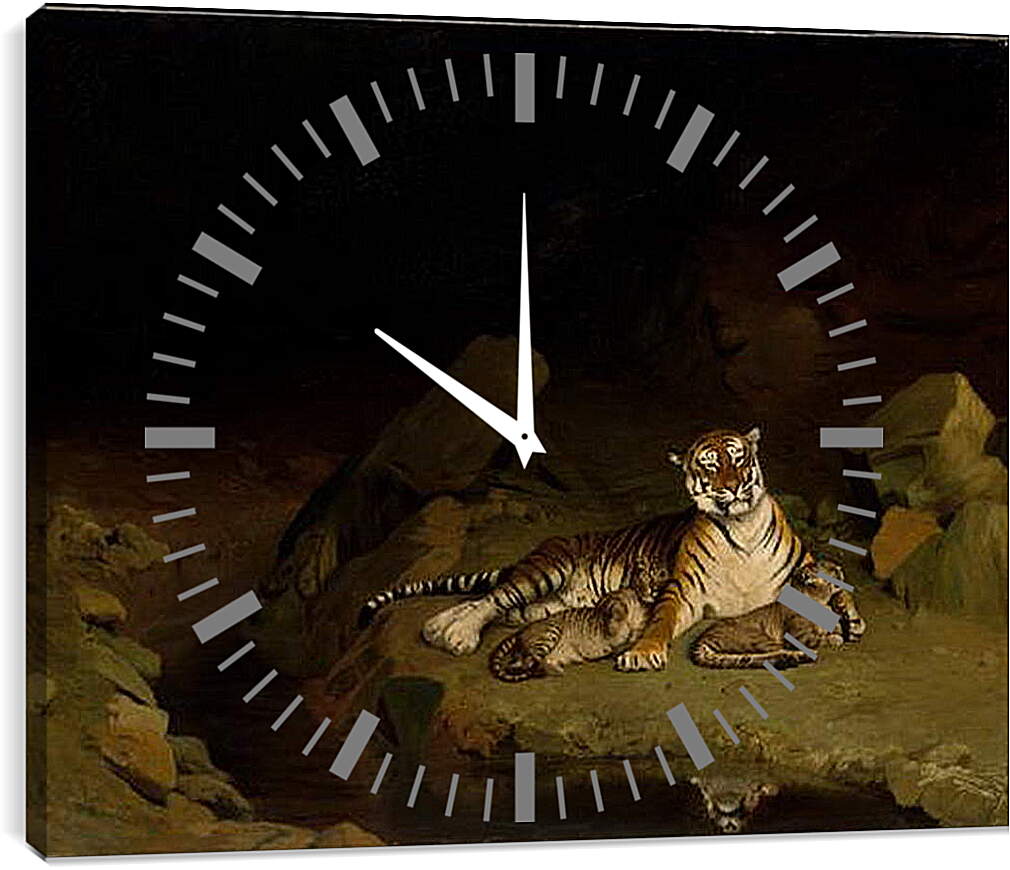 Часы картина - Tiger and Cubs - Тигр и детеныши. Жан-Леон Жером
