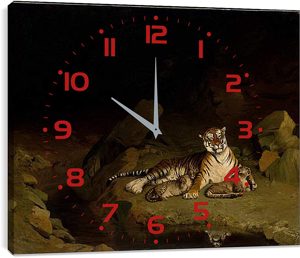 Часы картина - Tiger and Cubs - Тигр и детеныши. Жан-Леон Жером
