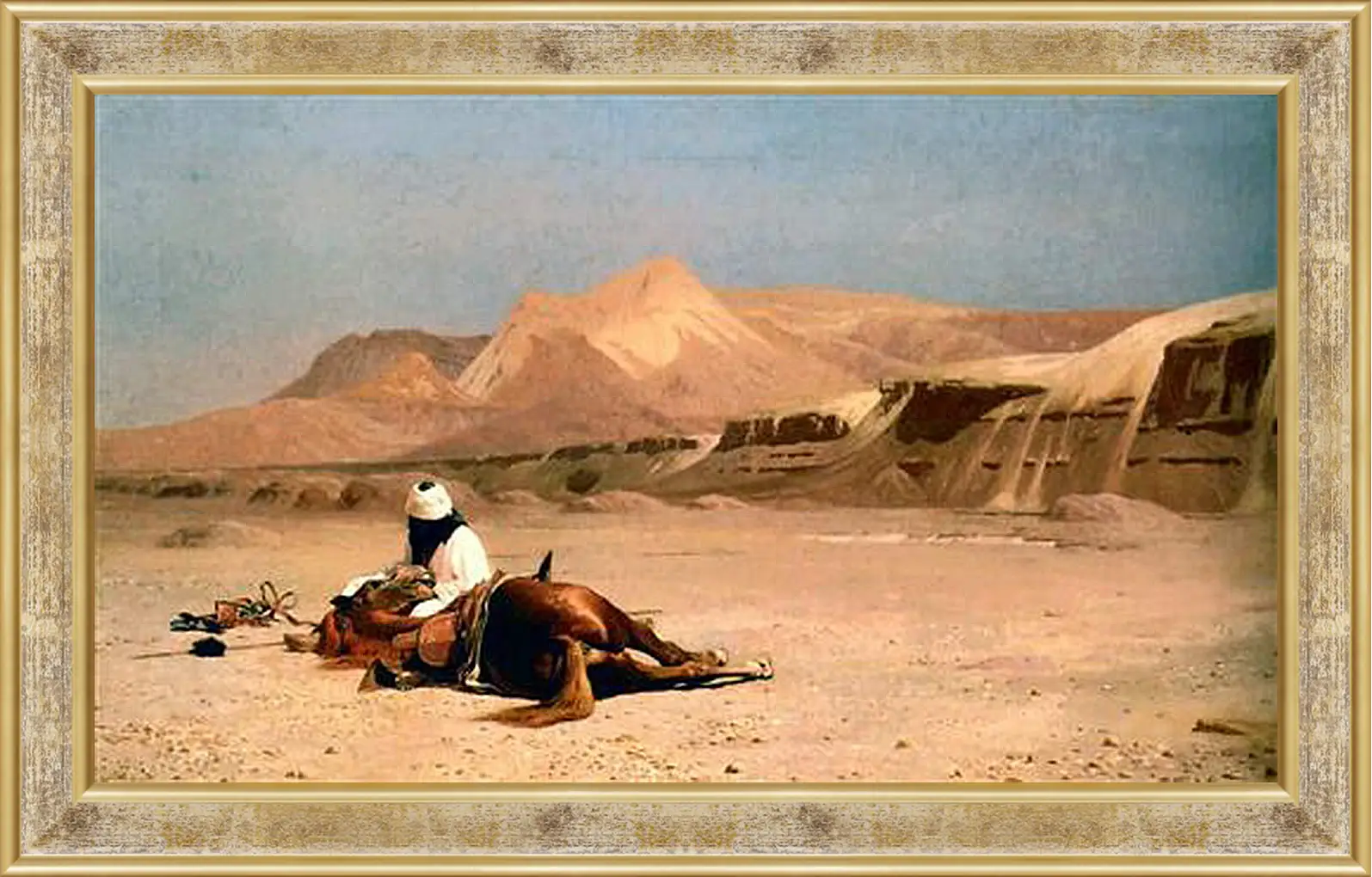 Картина в раме - Rider and His Steed In The Desert. Жан-Леон Жером