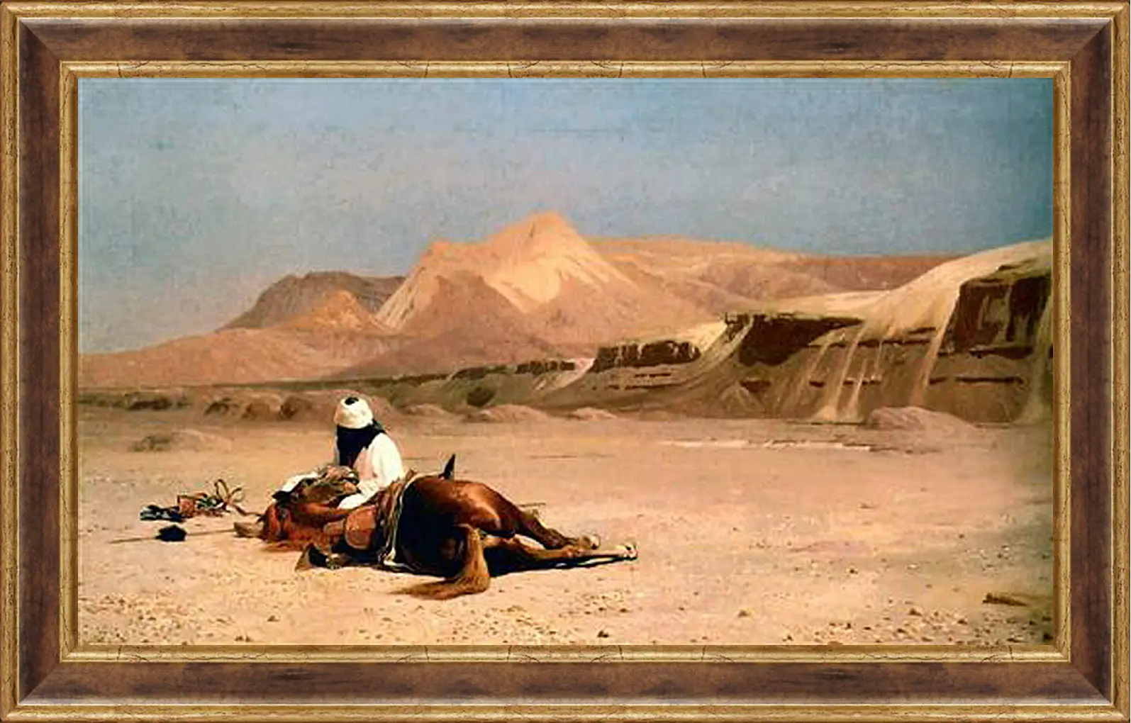 Картина в раме - Rider and His Steed In The Desert. Жан-Леон Жером