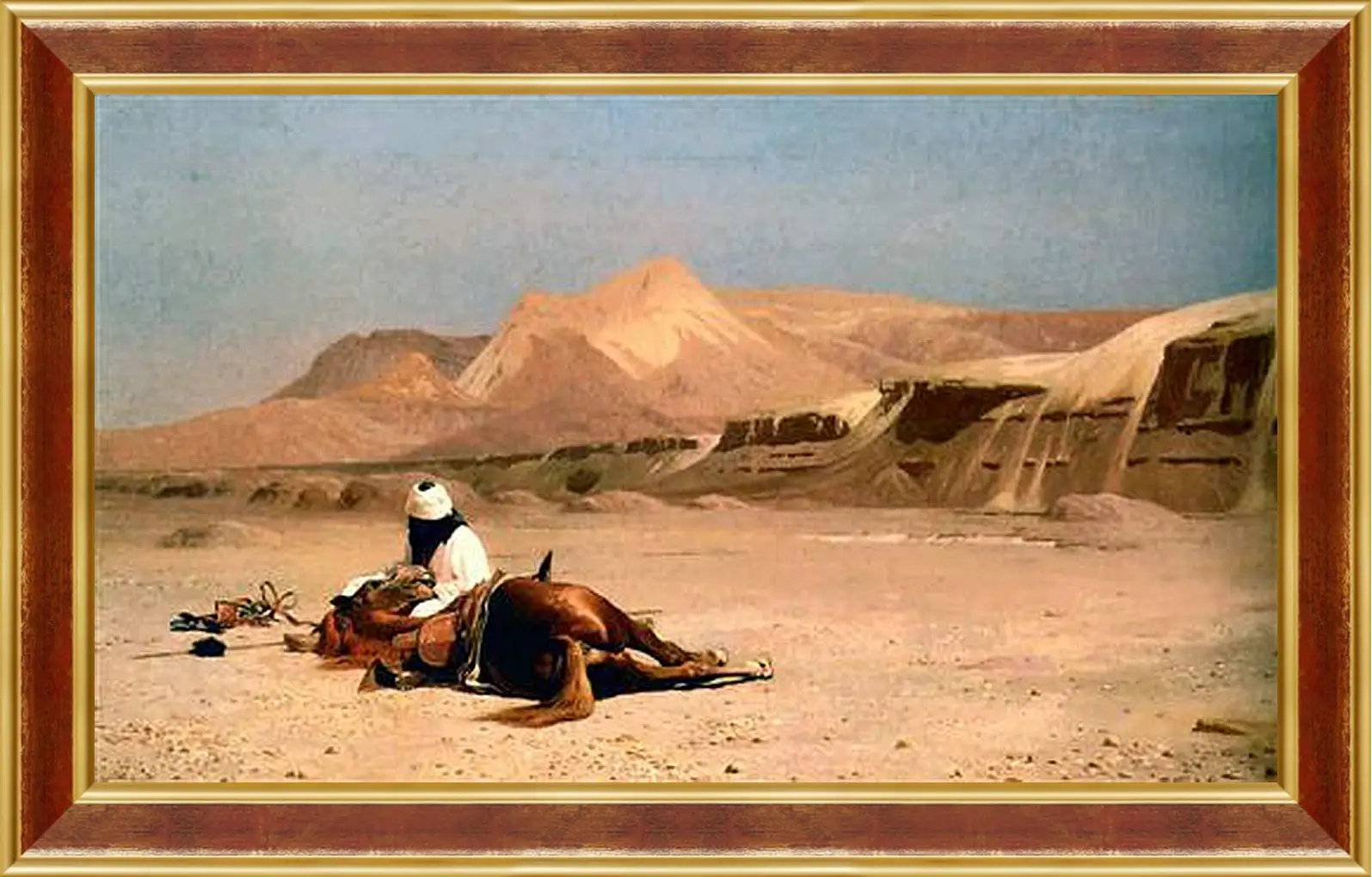 Картина в раме - Rider and His Steed In The Desert. Жан-Леон Жером