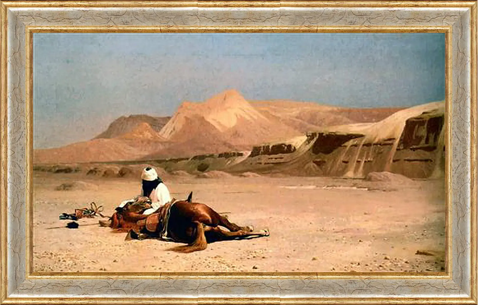 Картина в раме - Rider and His Steed In The Desert. Жан-Леон Жером